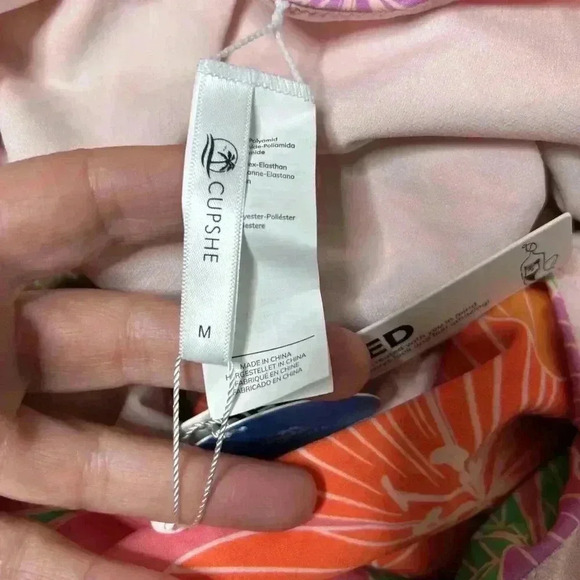 Cupche Swimsuit One Piece Tummy Cutout Tropical Print Cheeky Sz M - Picture 11 of 13